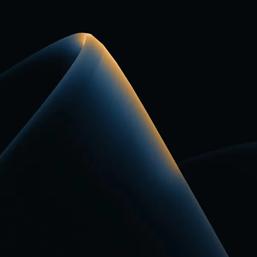 Curving abstract shapes with an orange and blue gradient